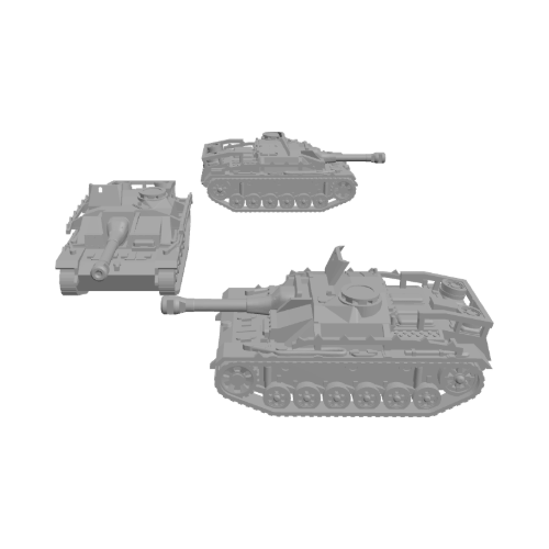 StuH 42 Mid Rails MG Shield model render, multiple views