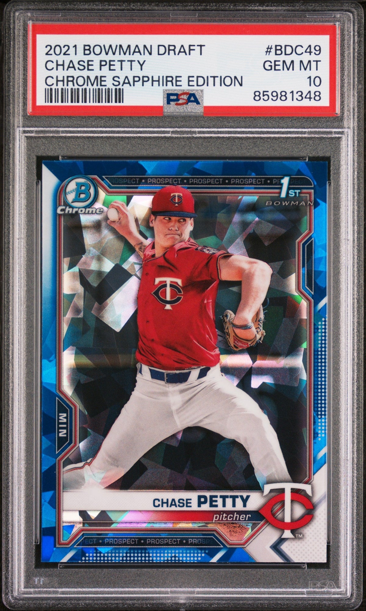 Graded 2021 Topps Bowman Draft Chase Petty #BDC49 Chrome Sapphire Edition Rookie RC Baseball Card PSA 10 Gem Mint