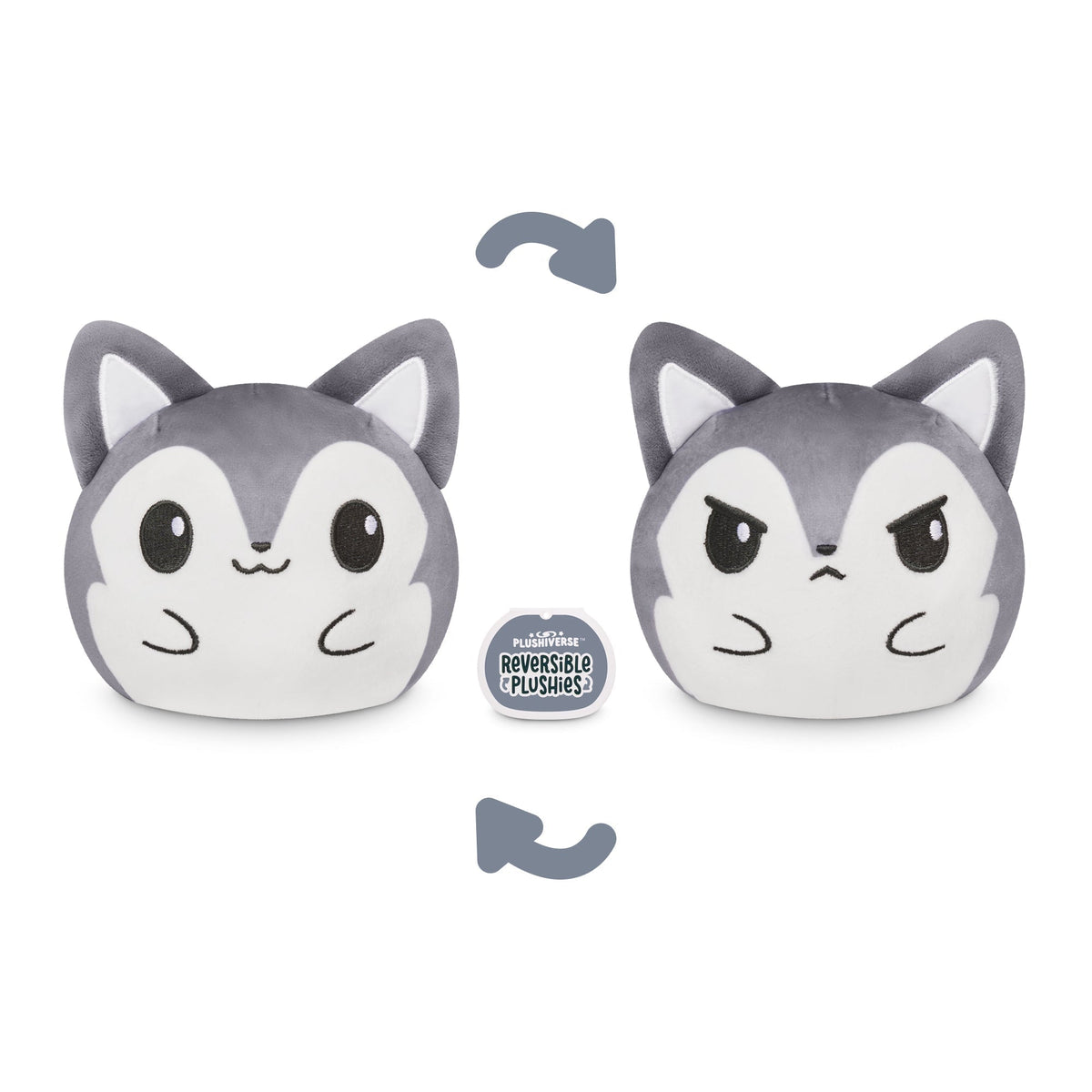 TeeTurtle Reversible Plushie: Kawaii Cuties - Fierce Wolf - 4"