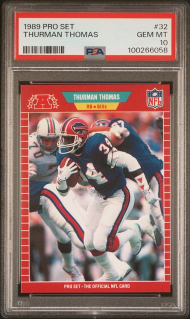 Graded 1989 Pro Set Thurman Thomas #32 Rookie RC Football Card PSA 10 Gem Mint