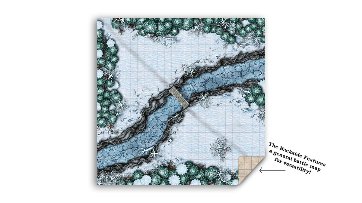 Ice Bridge TTRPG Battle Map | Double-Sided | 2ft x 2ft