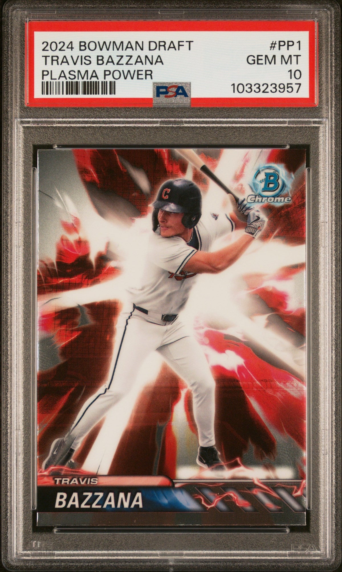 Graded 2024 Topps Bowman Draft Travis Bazzana #PP1 Plasma Power Rookie RC Baseball Card PSA 10 Gem Mint