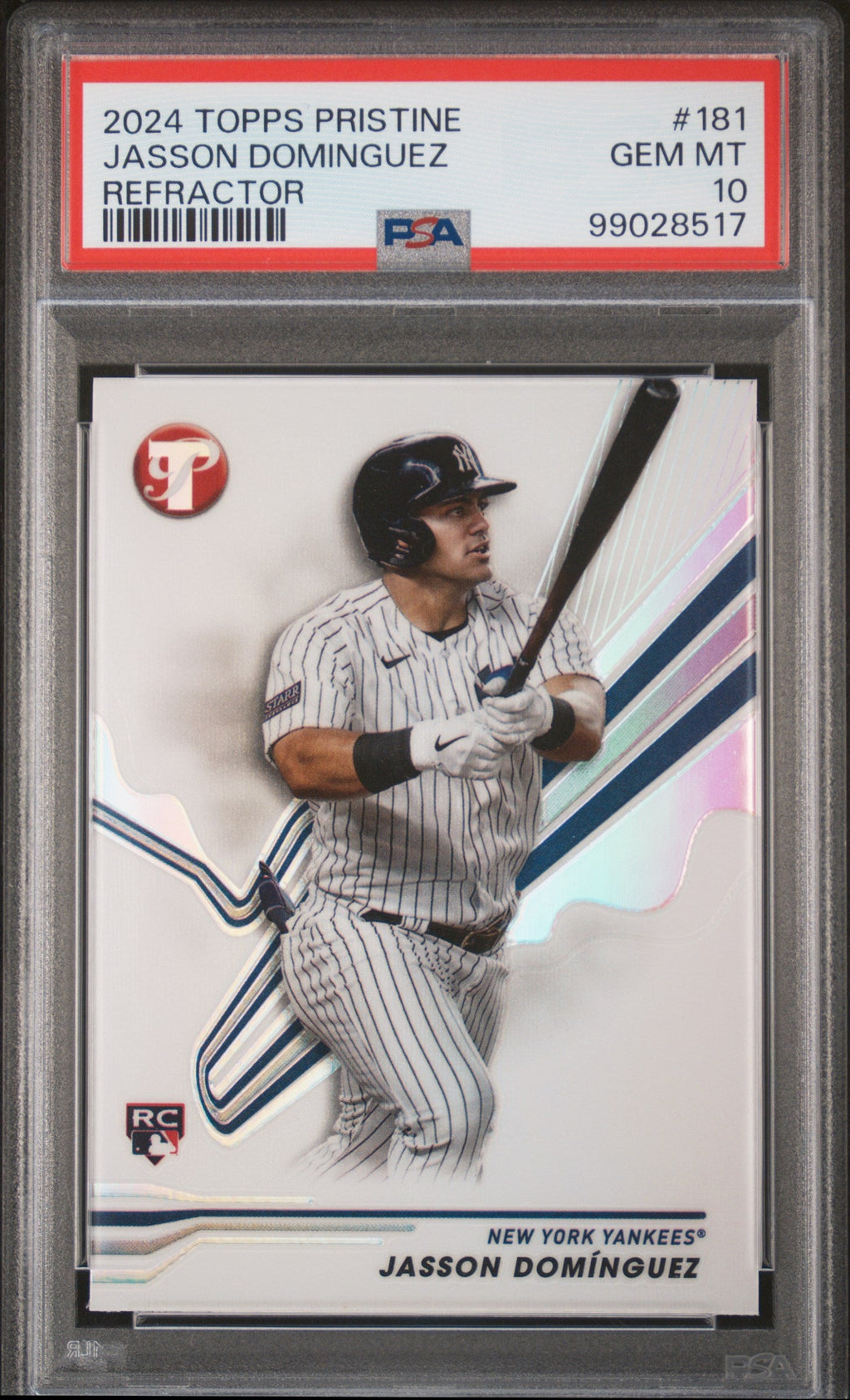 Graded 2024 Topps Pristine Jasson Dominguez #181 Refractor Rookie RC Baseball Card PSA 10 Gem Mint