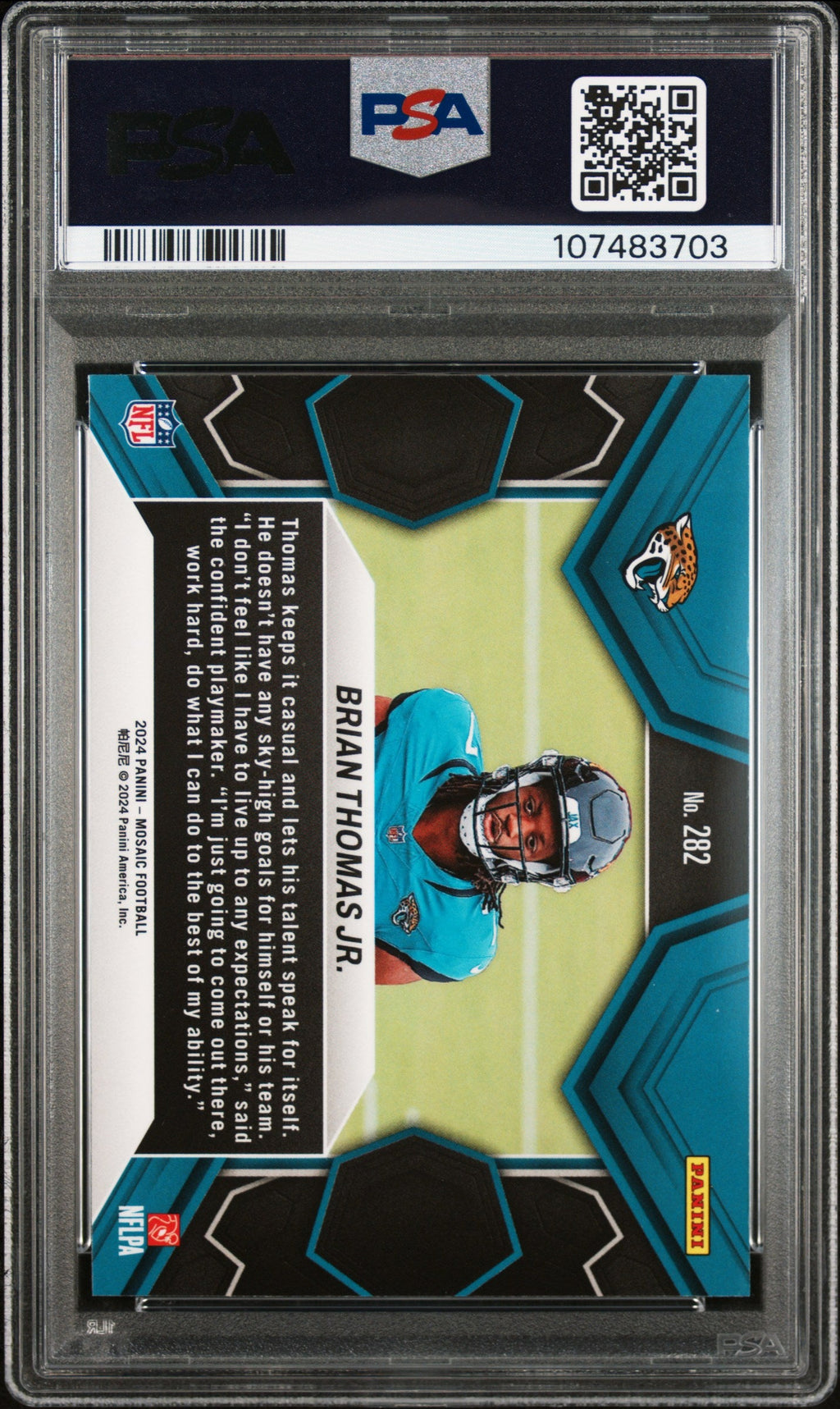 Graded 2024 Panini Mosaic Brian Thomas Jr #282 Rookie RC Football Card PSA 10 Gem Mint