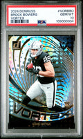 Graded 2024 Panini Donruss Brock Bowers #VORBBO Vortex Rookie RC Football Card PSA 10 Gem Mint