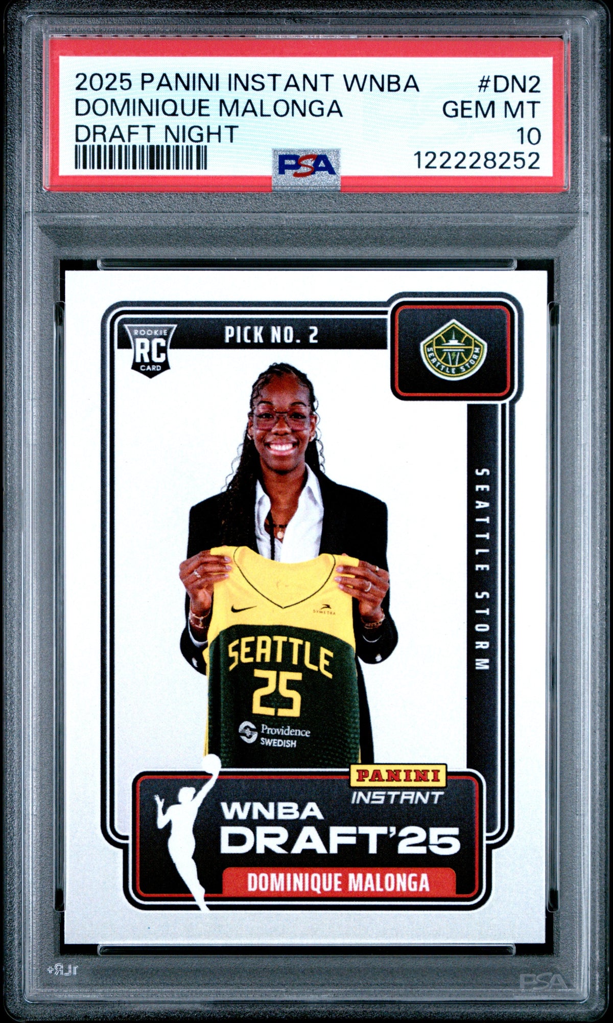 Graded 2025 Panini Instant Dominque Malonga #DN2 Draft Night Rookie RC Basketball Card PSA 10 Gem Mint
