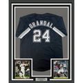 Framed Autographed/Signed Yasmani Grandal 35x39 Chicago Black Baseball Jersey Beckett BAS COA