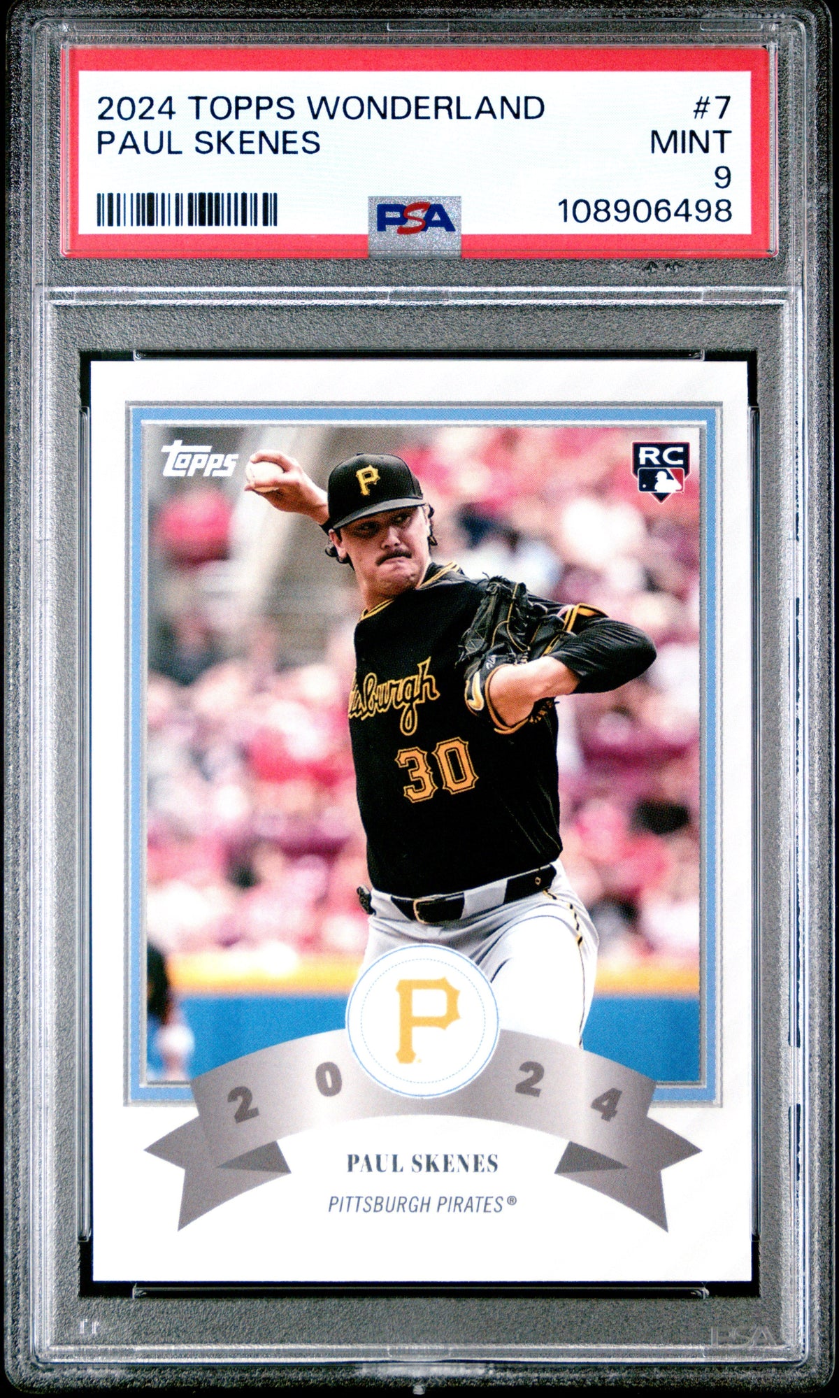 Graded 2024 Topps Wonderland Paul Skenes #7 Rookie RC Baseball Card PSA 9 Mint