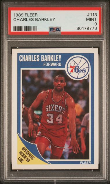 Graded 1989 Fleer Charles Barkley #113 Basketball Card PSA 9 Mint