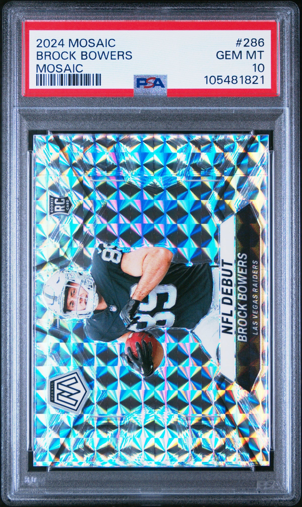 Graded 2024 Panini Mosaic Brock Bowers #286 Mosaic Rookie RC Football Card PSA 10 Gem Mint