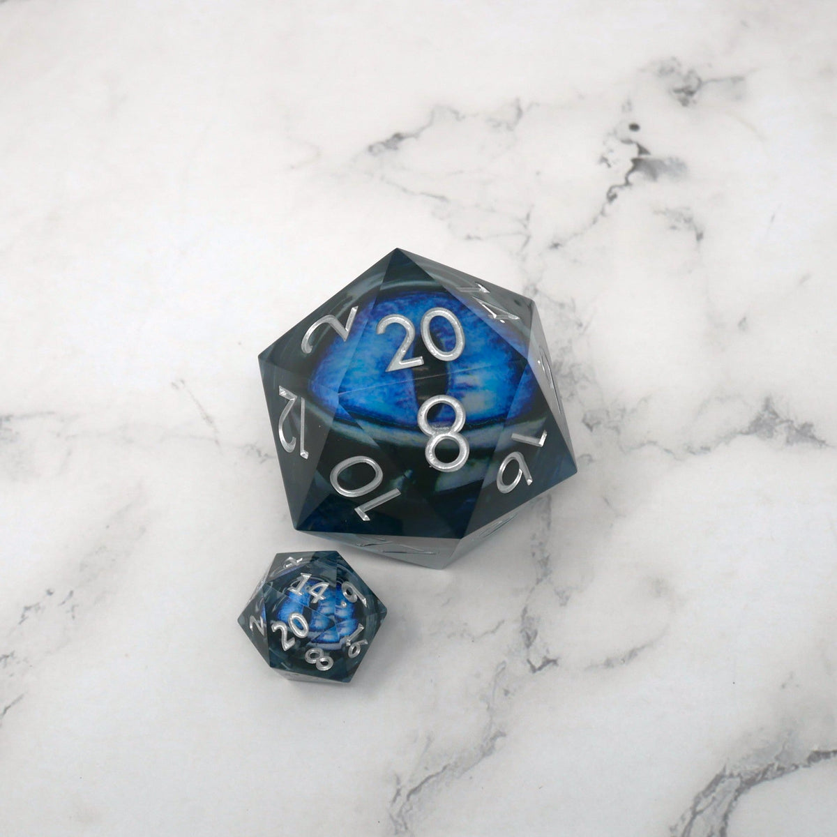 Blue Slaadi's Eye - Giant D20 Moving Eye DnD Dice | Acrylic RPG Gaming Dice
