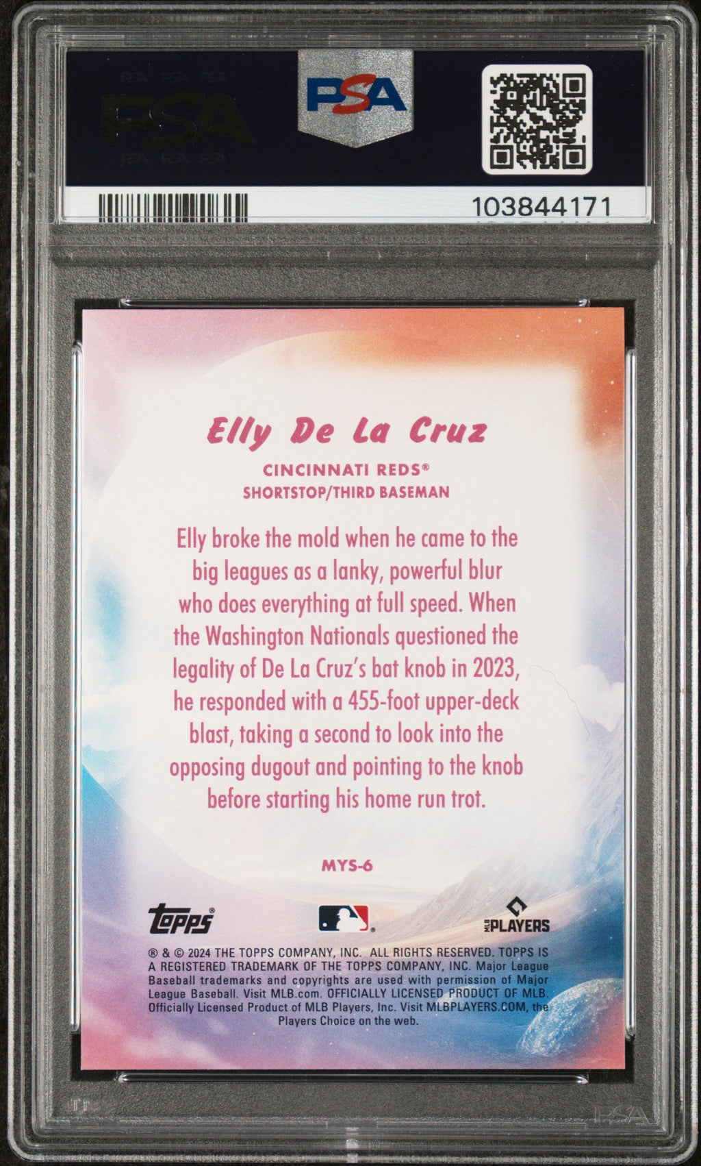 Graded 2024 Topps Update Elly De La Cruz #MYS6 Mystical Rookie RC Baseball Card PSA 10 Gem Mint