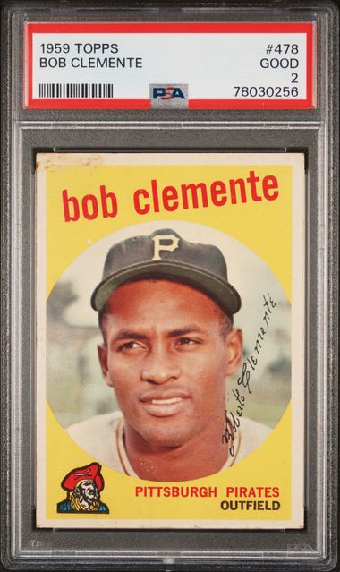 Graded 1959 Topps Bob Roberto Clemente #478 Baseball Card PSA 2 Good