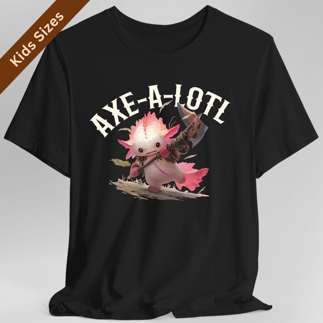 Axe-A-Lotl Funny Axolotl D&D Kids T-Shirt