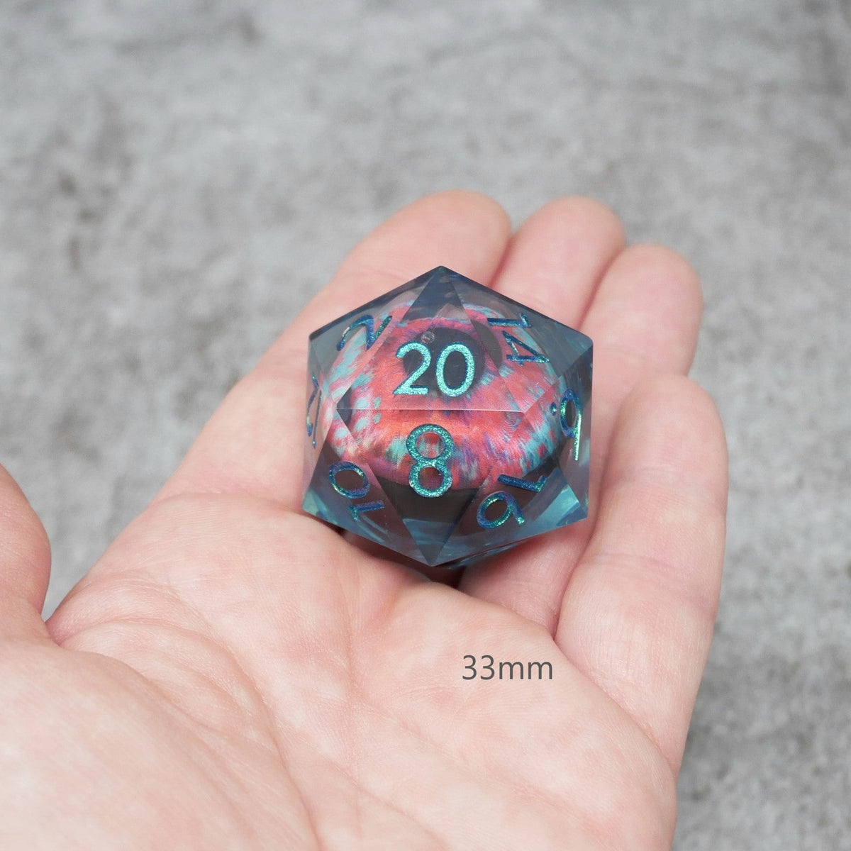 Cthulhu's Eye | Giant D20 Moving Eye DnD Dice | Acrylic RPG Gaming Dice