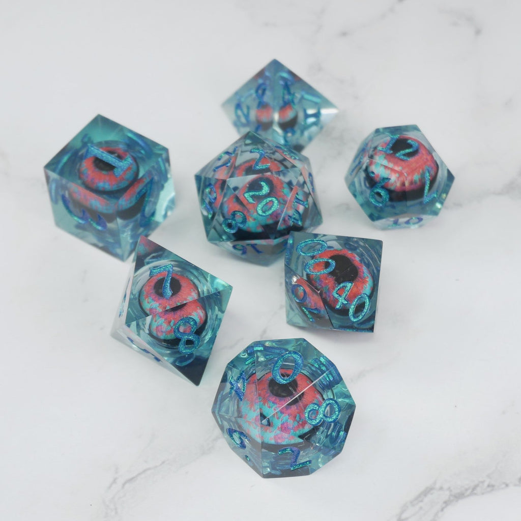 Cthulhu's Eye |  7 Piece Moving Eye DnD Dice Set | Acrylic RPG Gaming Dice