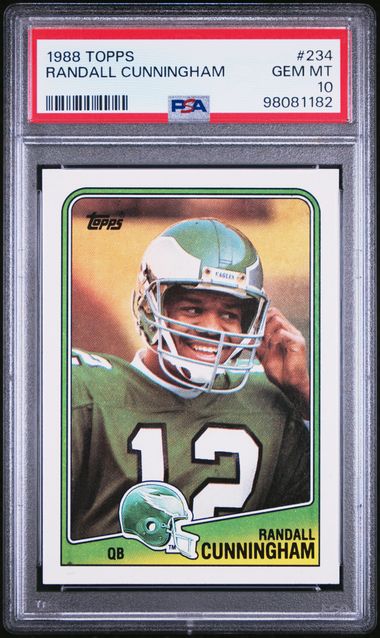 Graded 1988 Topps Randall Cunningham #234 Football Card PSA 10 Gem Mint