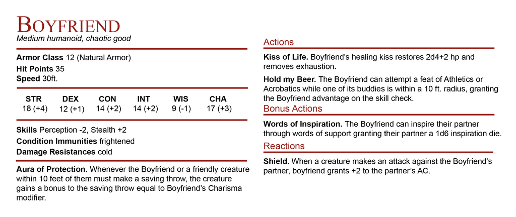 D&D Boyfriend Stat Block Mug