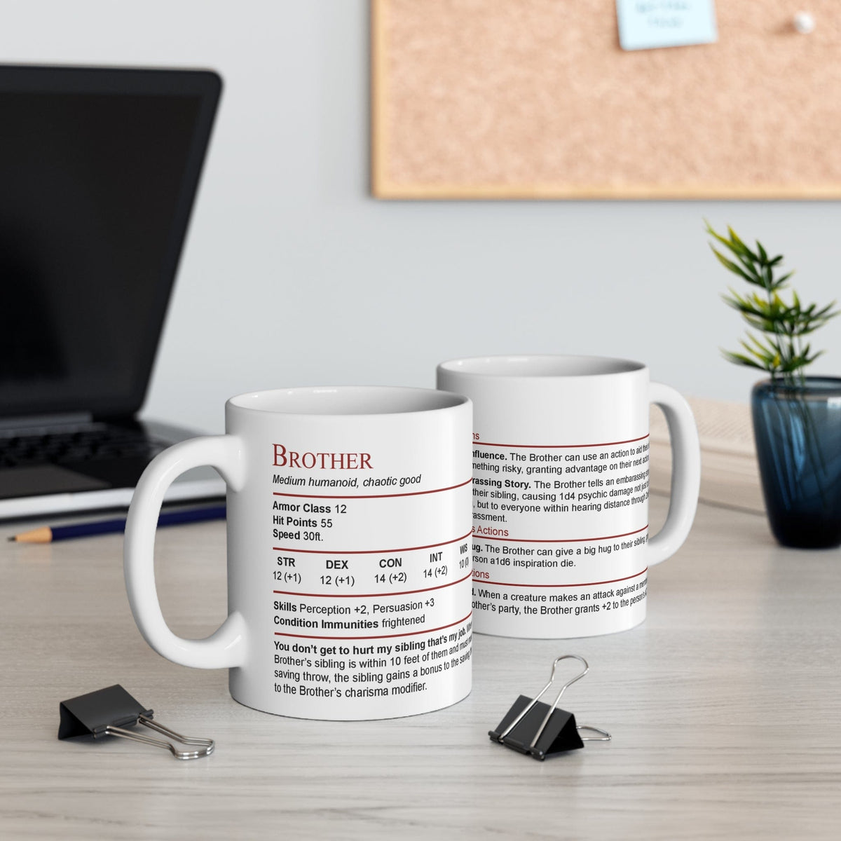 D&D Brother Stat Block Mug Gift