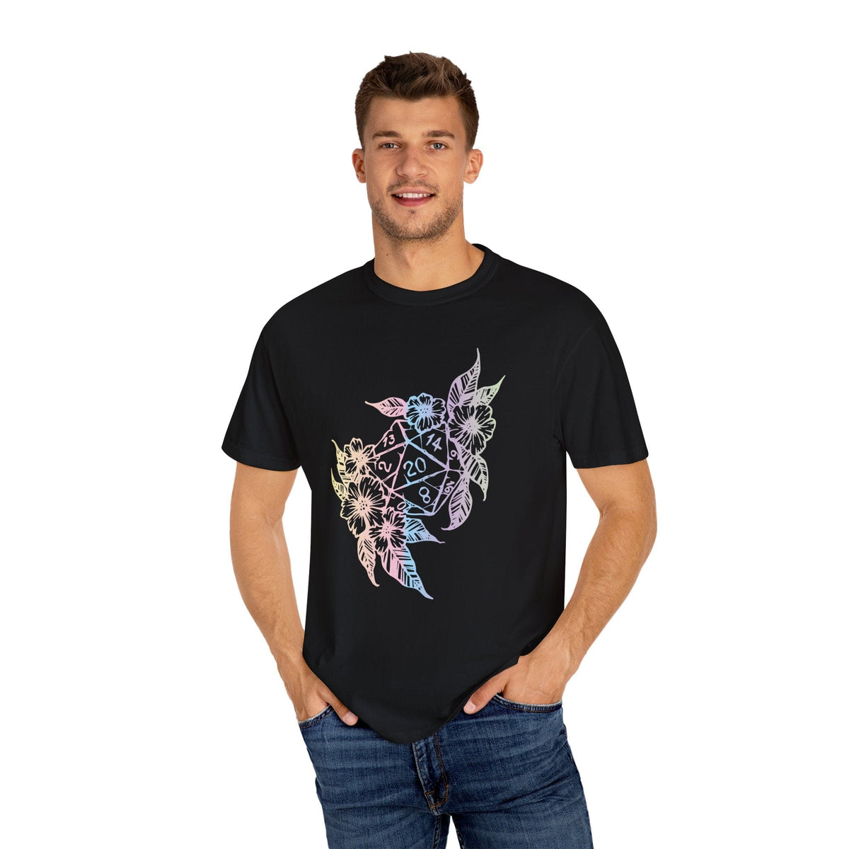 D&D D20 Dice Flower T-Shirt - Comfort Colors