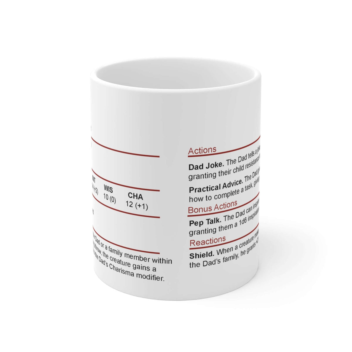 D&D Dad Mug with Stat Block