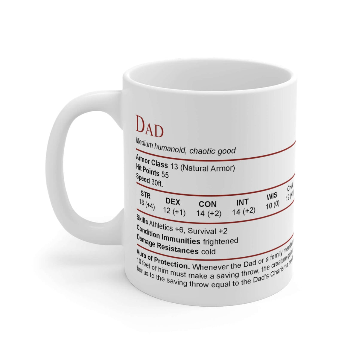 D&D Dad Mug with Stat Block