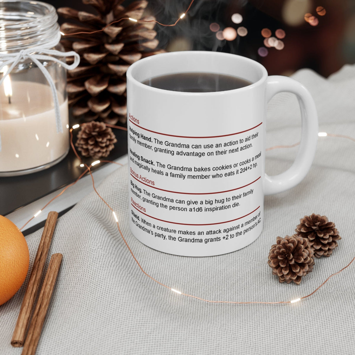 D&D Grandma Stat Block Mug