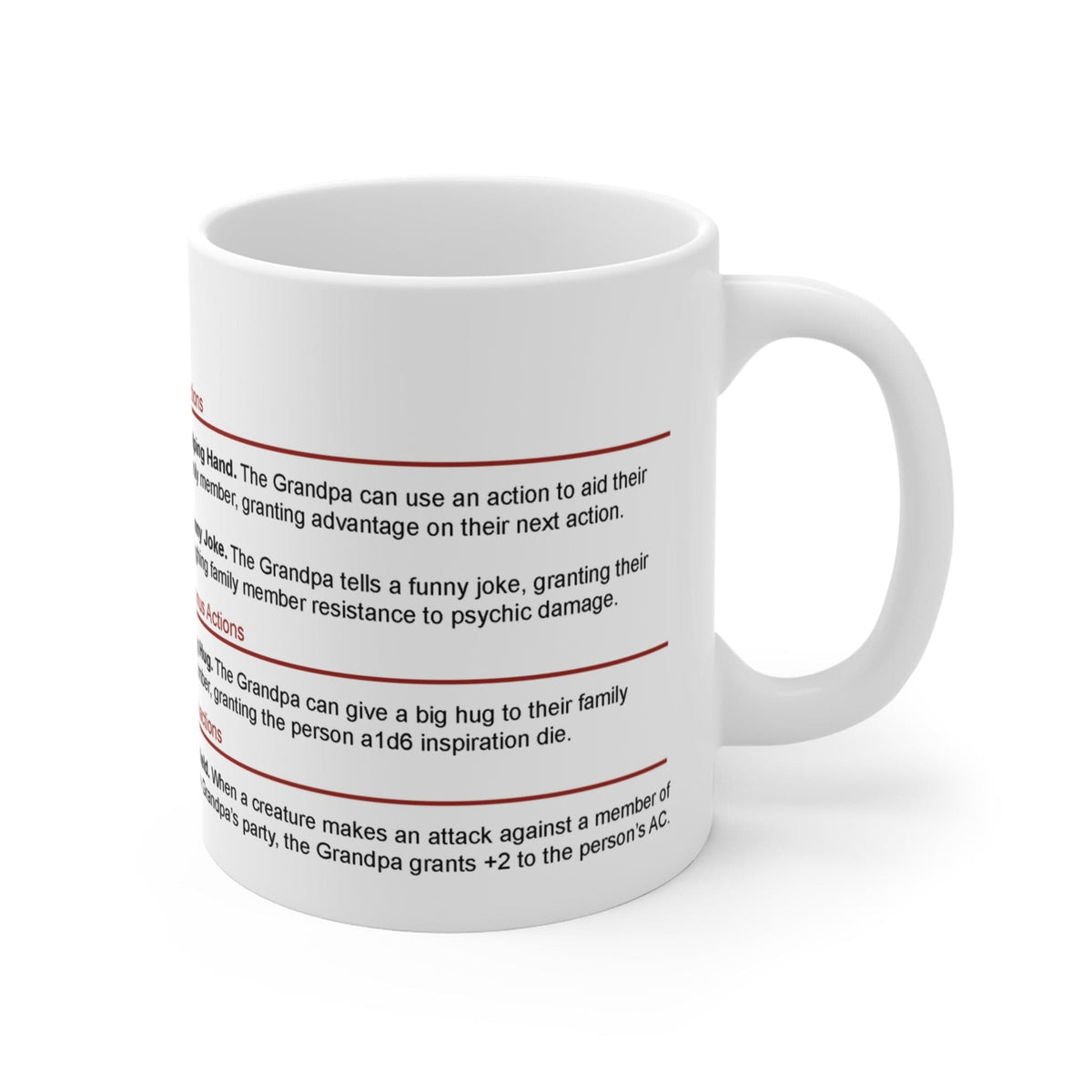 D&D Grandpa Stat Block Mug