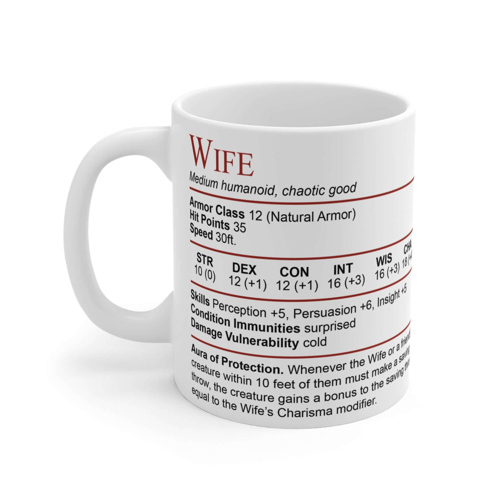 D&D Wife Stat Block Mug