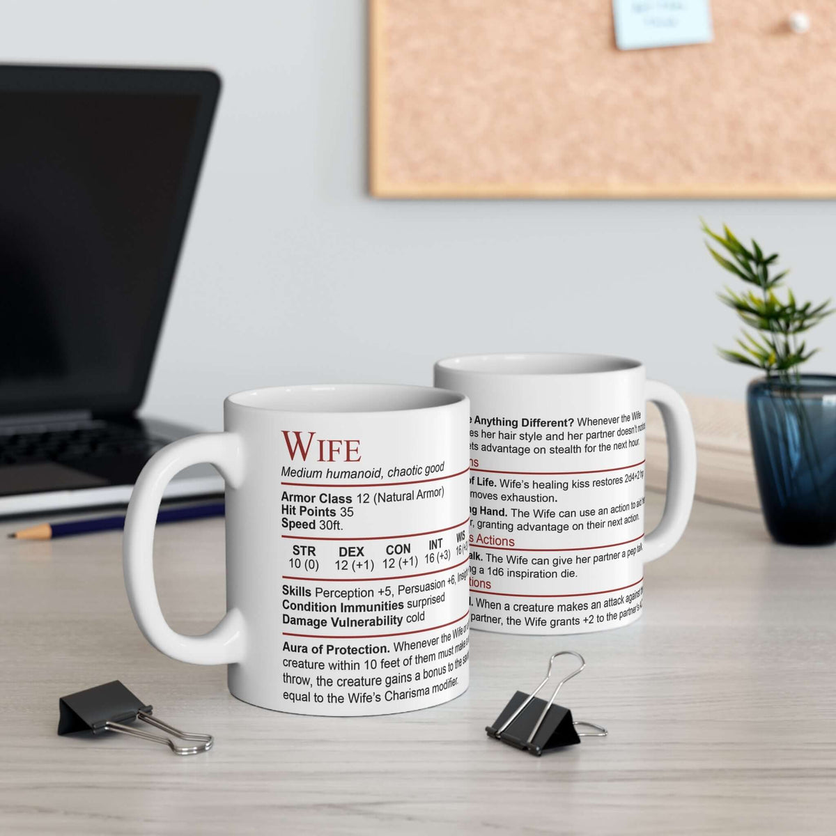 D&D Wife Stat Block Mug