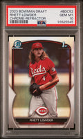 Graded 2023 Topps Bowman Draft Rhett Lowder #BDC52 Chrome Refractor Rookie RC Baseball Card PSA 10 Gem Mint