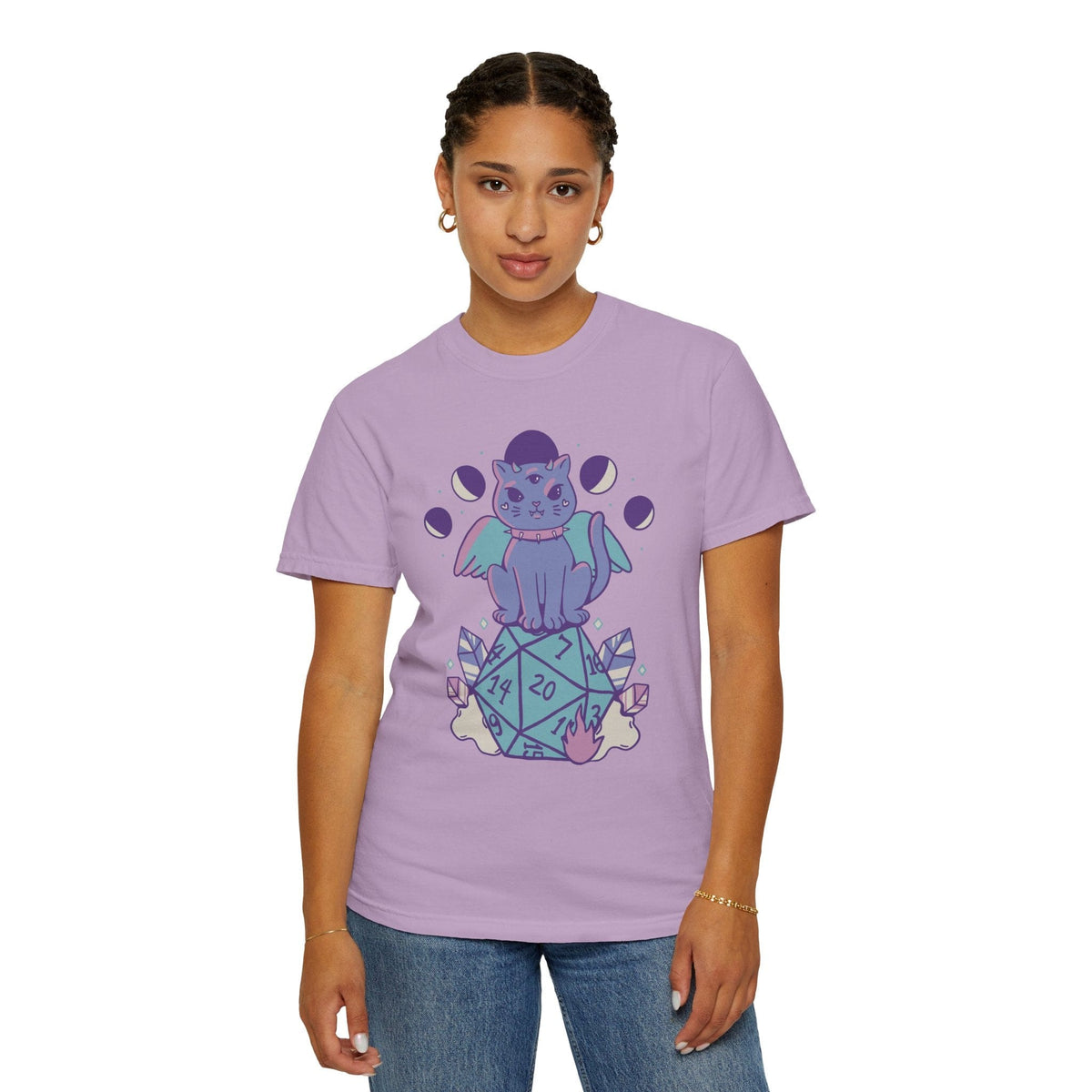 D&D Cute Cat D20 T-shirt - Comfort Colors