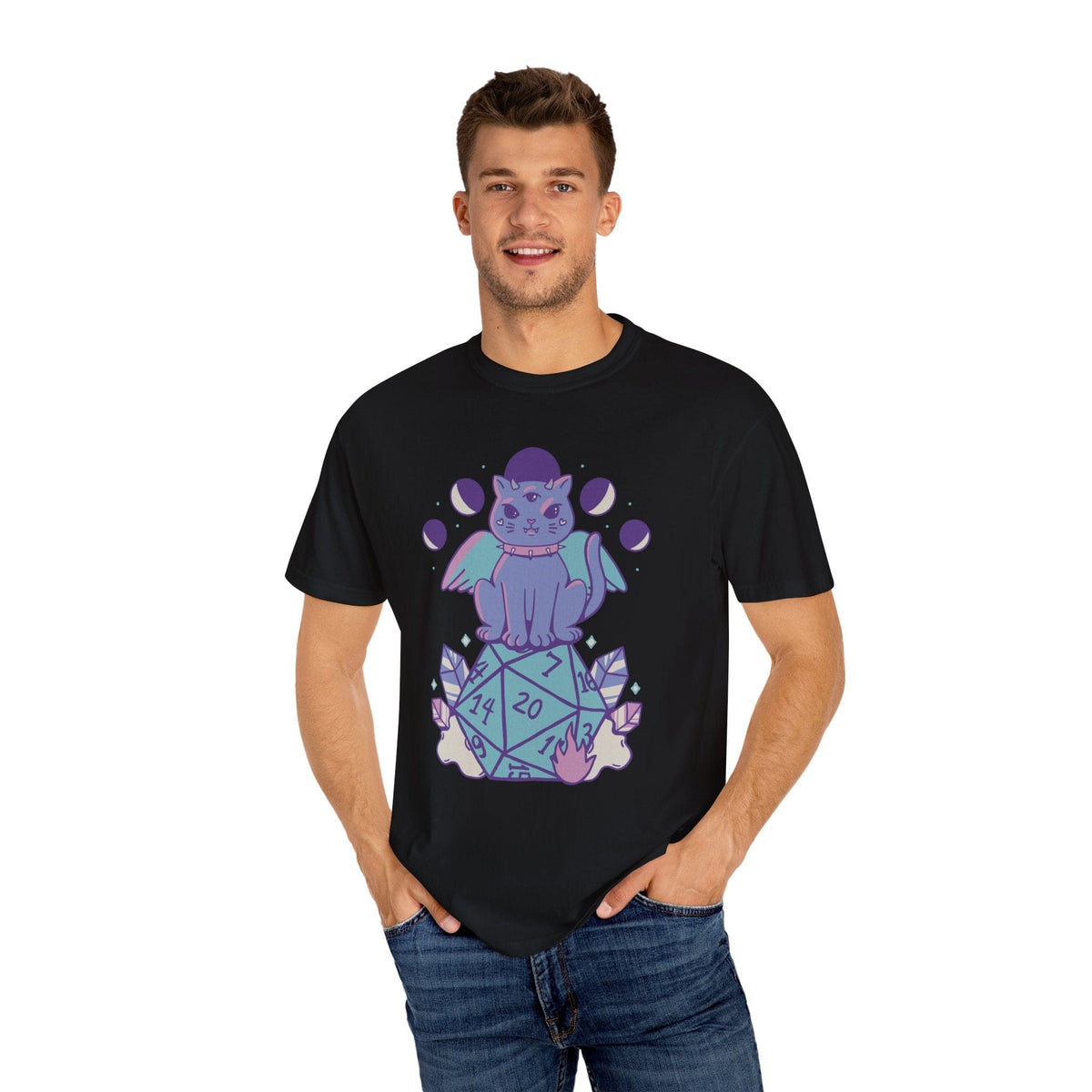 D&D Cute Cat D20 T-shirt - Comfort Colors