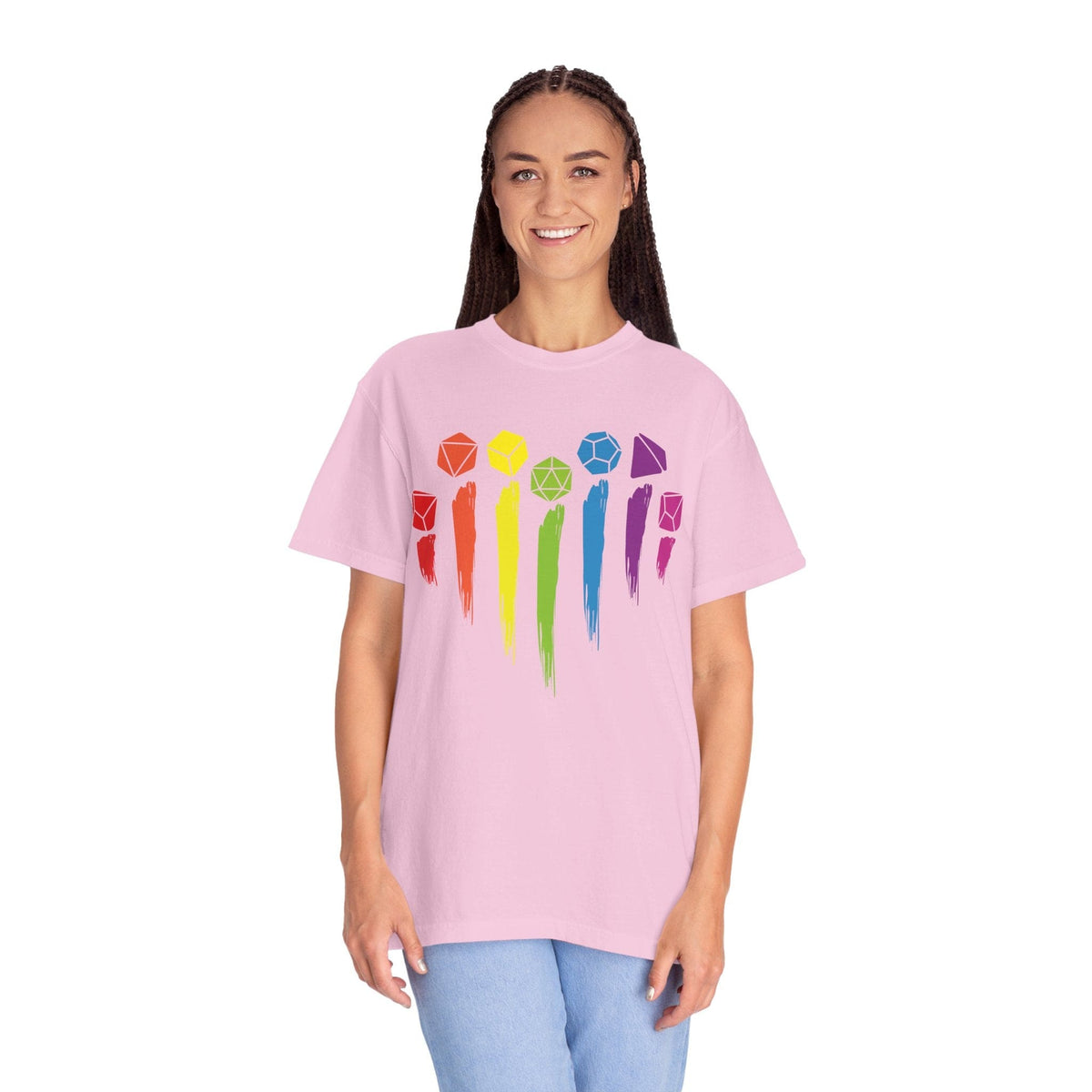D&D Pride Shirt with Dice Rainbow - Comfort Colors