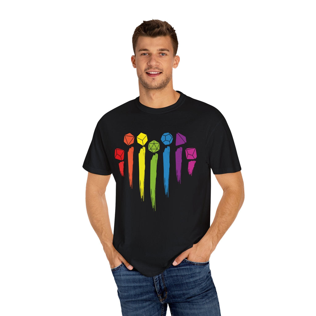 D&D Pride Shirt with Dice Rainbow - Comfort Colors