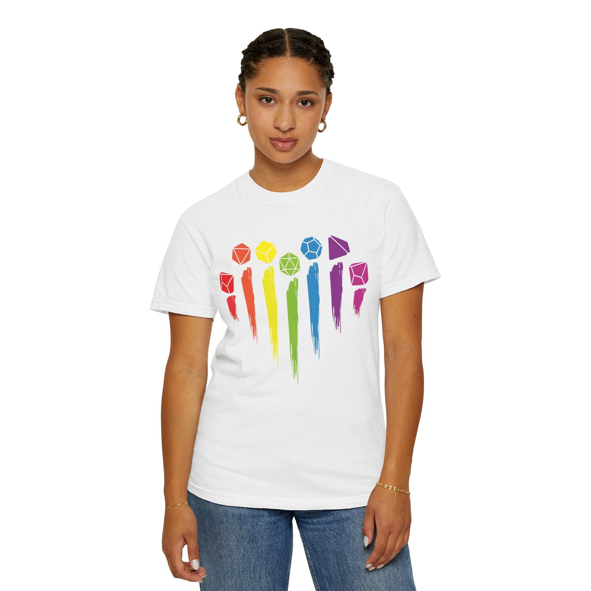 D&D Pride Shirt with Dice Rainbow - Comfort Colors