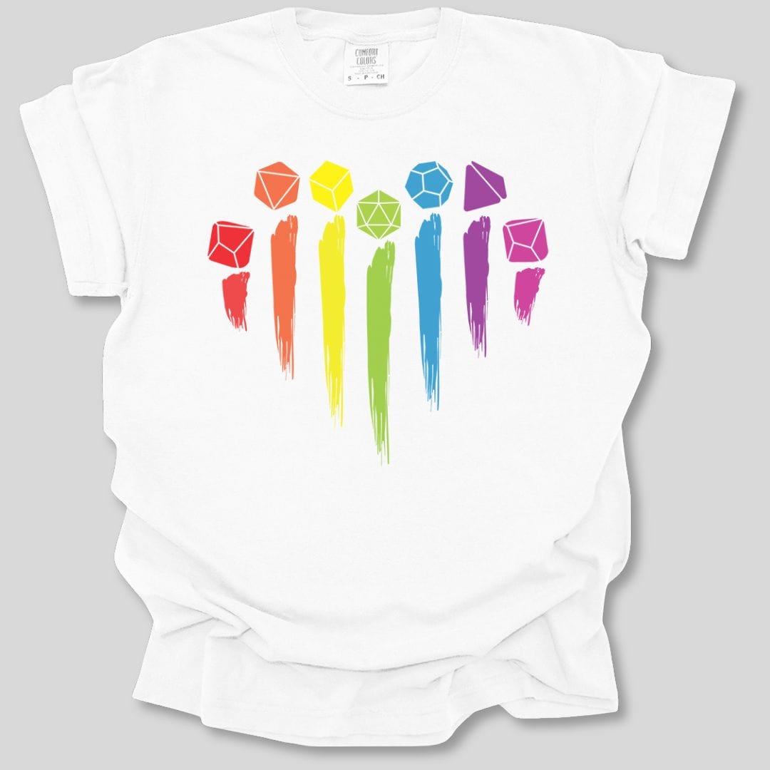 D&D Pride Shirt with Dice Rainbow - Comfort Colors