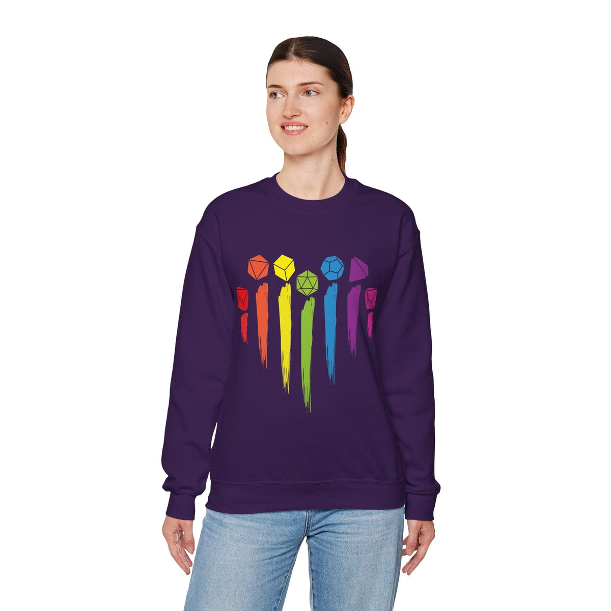 D&D Pride Sweatshirt with Dice Rainbow
