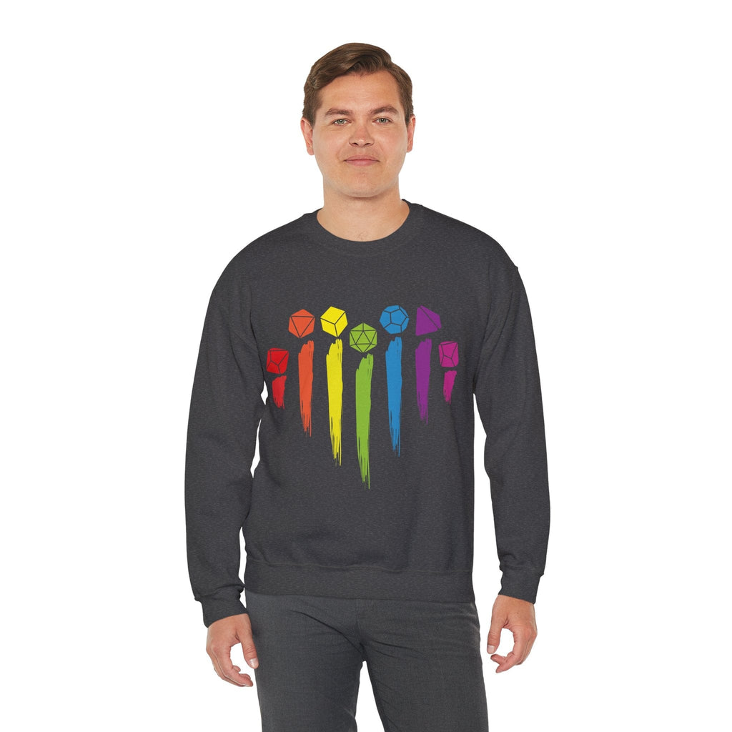 D&D Pride Sweatshirt with Dice Rainbow