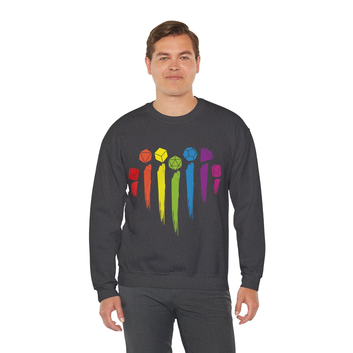D&D Pride Sweatshirt with Dice Rainbow