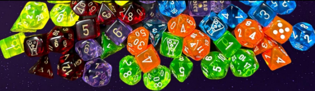 Translucent Polyhedral Crimson/gold 7-Die Set (with bonus die)