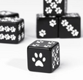 Black Cat Paw Dice Opaque w/White Paw Prints 16mm d6 Dice (sold per die)