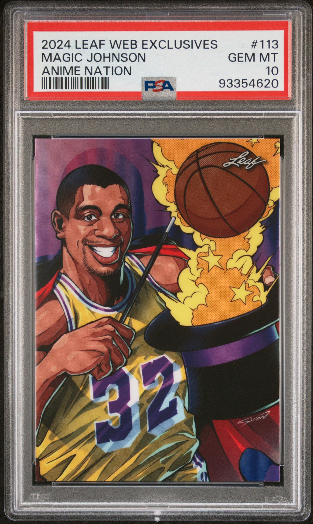 Graded 2024 Leaf Web Exclusives Magic Johnson #113 Anime Nation #/175 Basketball Card PSA 10 Gem Mint