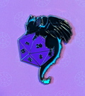 Black Dragon on Polyhedral D20 Hard Enamel Pin - 1.5"