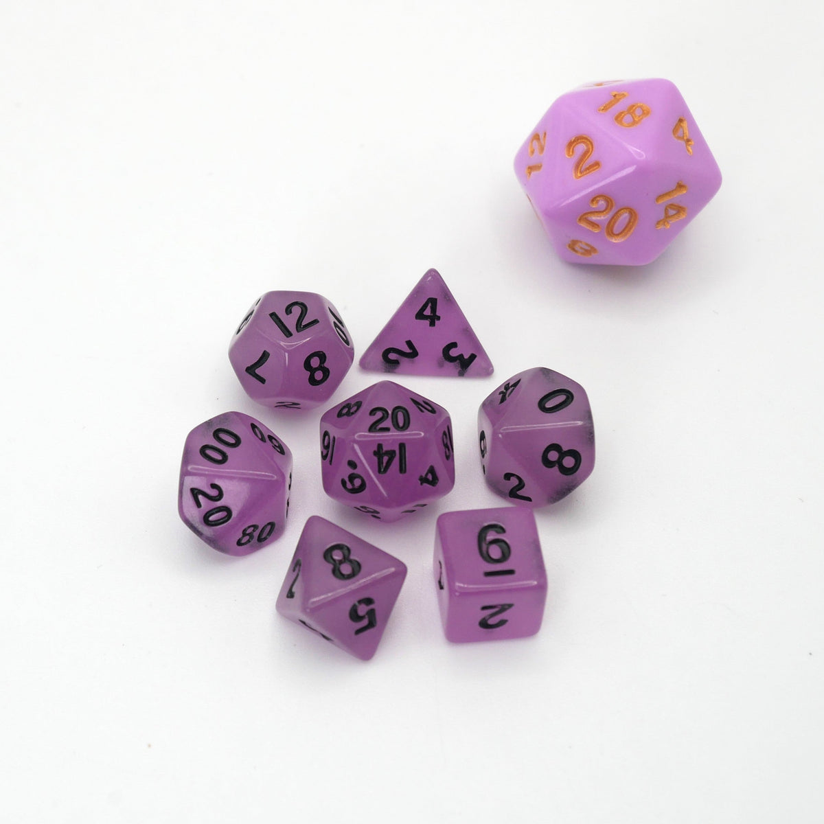 Fey Lights- 7 Piece DnD Dice Set | Mini Acrylic RPG Gaming Dice