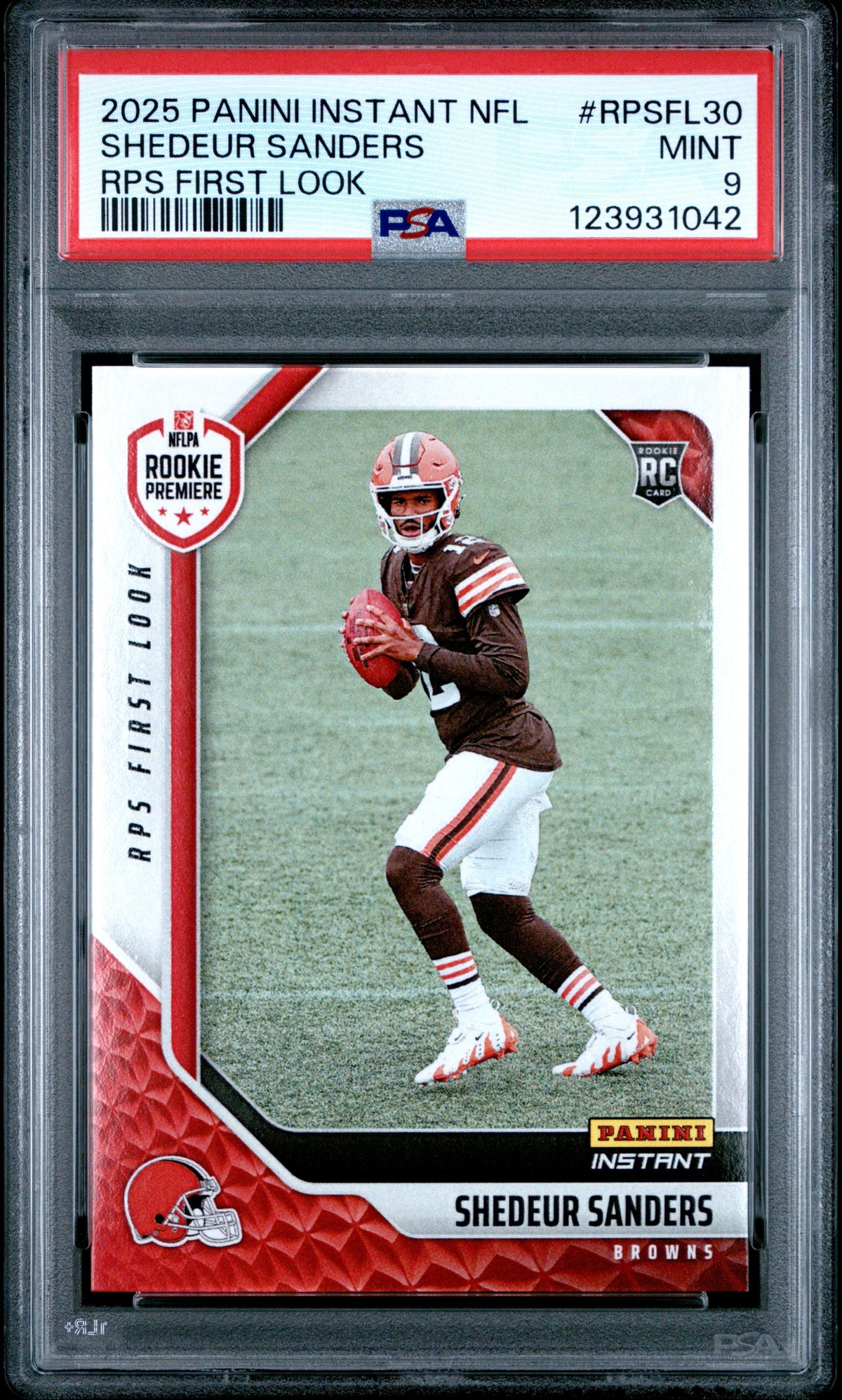 Graded 2025 Panini Instant Shedeur Sanders #RPSFL30 RPS First Look Rookie RC Football Card PSA 9 Mint