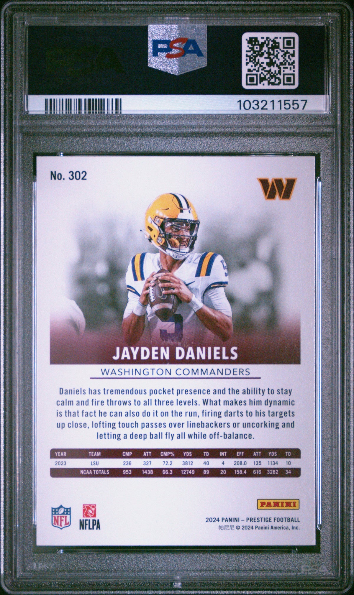 Graded 2024 Panini Prestige Jayden Daniels #302 Rookie RC Football Card PSA 10 Gem Mint