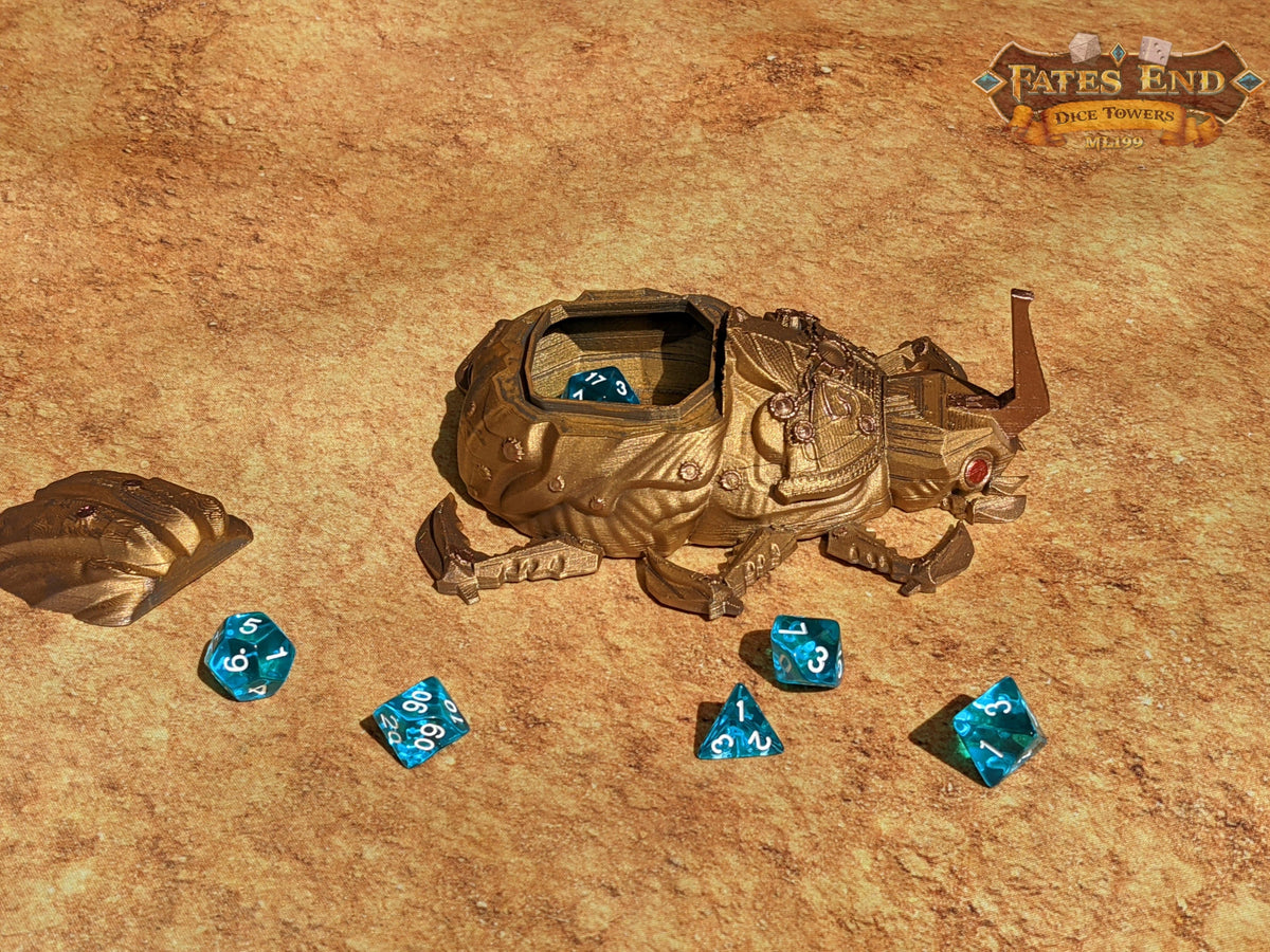 Clockwork Steampunk Scarab Dice Jail/Box/Vault - Fate's End Collection - Guard Your Dice with Ancient Gears and Timeless Elegance!