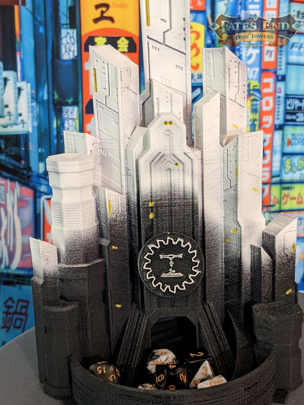 Blackwater Forge LLC Cyberpunk Dice Tower - Dive into Neon Nights & Futuristic Fights with Each Roll.
