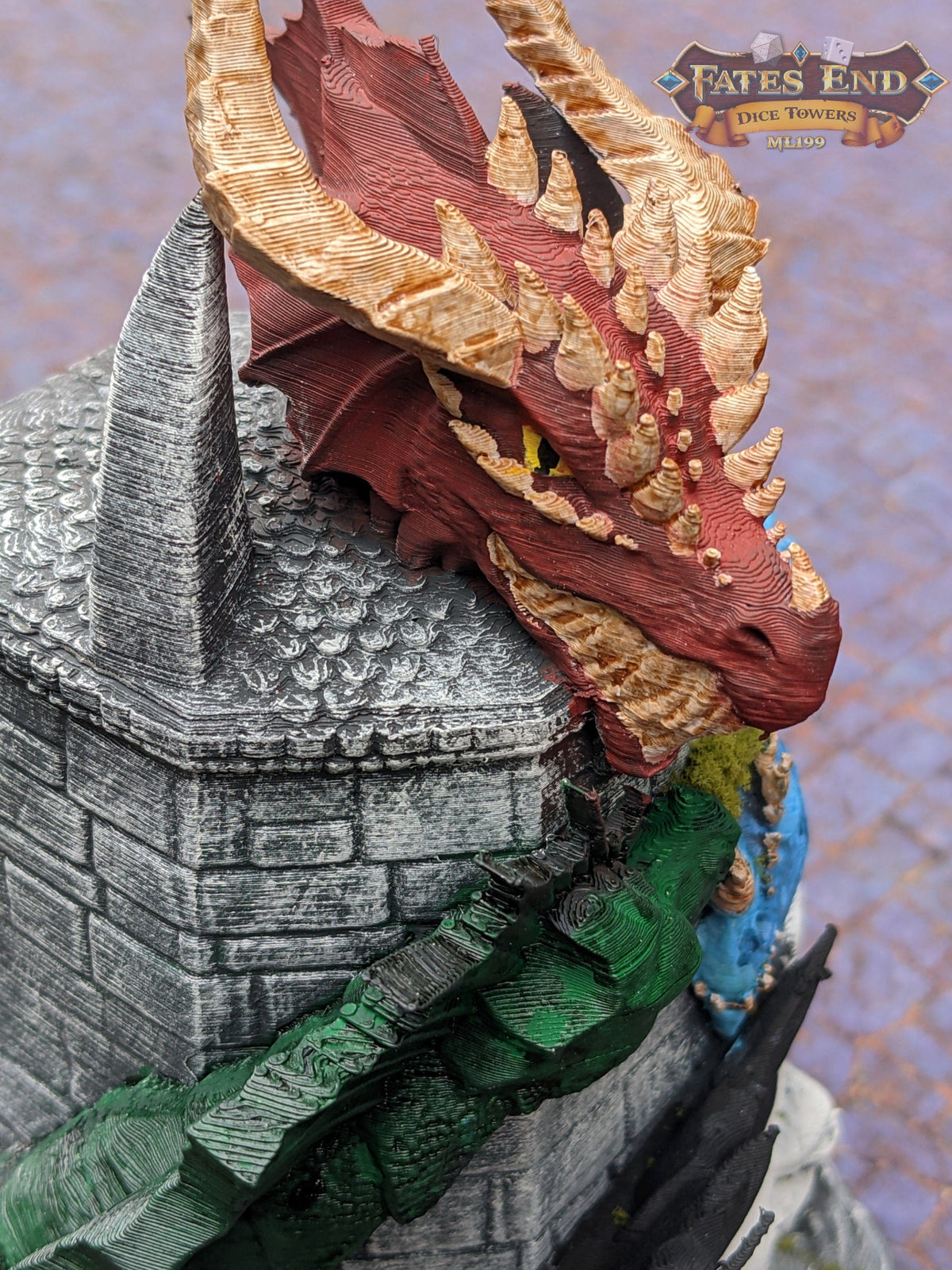 Tiamat Dragon 3D Printed Dice Tower - Fate's End Collection - Tabletop RPG Gaming - DnD D&D - Unleash Fivefold Fury in Your Dice Rolls!